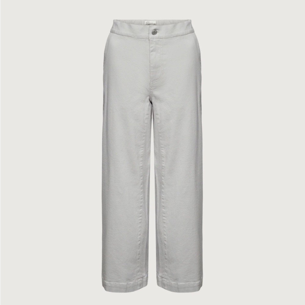 OAK + FORT Cropped Length Twill Wide Leg Pant